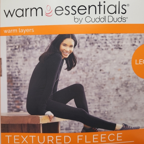 Cuddl Duds Textured Fleece Leggings in Black NWT - Picture 2 of 5